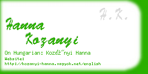 hanna kozanyi business card